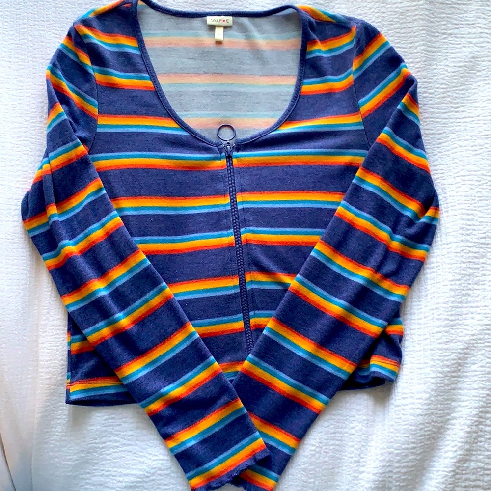 Long sleeve zip- up summer shirt.